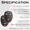 SUPALAND Keyless Entry Remote Control Key Fob Replacement Fits Chevy Silverado Avalanche Equinox Express Traverse GMC Yukon Sierra 1500 2500 3500 HD Acadia 2007 2008 2009 2010 2011 2012 2013 OUC60270