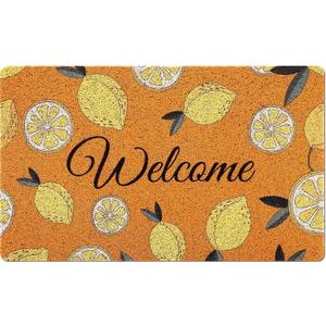 Lemon Welcome Mat 30x18 Inch Nonslip Summer Coir Front Entry Rug for Bathroom Cute Welcome Spring Mat for Kitchen Porch Indoor Outdoor Decoration