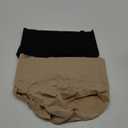 Wealurre Women's Comfort Cotton High Waist Underwear Breathable Soft Tummy Control Bikini Panties Plus Size Beige & Black, L