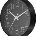 PATIKIL 8 Inch Round Wall Clock, Battery Operated Silent Non-Ticking Wall Clocks for Office Bedroom Kitchen, Black