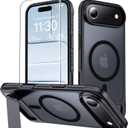 4 x MOZOTER for iPhone Air Case with Kickstand,[Compatible with MagSafe] [12FT Military Grade Protection] Slim Translucent Matte Shockproof Phone Case,6.5",Black