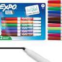 EXPO Low Odor Dry Erase Markers Fine Tip Assorted Colors 12 Count