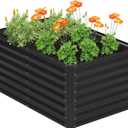 4x2x2FT Galvanized Raised Garden Bed,Planter Raised Beds-Metal Garden Box,Large Plant for Outdoor Planting, Vegetables BedFlower,herb-Black