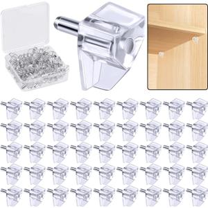 Clear Plastic Shelf Support Pegs - 5mm Cabinet Shelf Pins (50 Pieces)