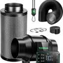 VIVOSUN Smart Air Filtration PRO G6 Kit 6", AeroZesh G6 Inline Duct Fan w/GrowHub E42A Temp. Humidity WiFi-Controller, Carbon Filter & Ducting, Cooling & Ventilation System for Grow Tent, Hydroponics (Black+green Blades)