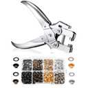 Honoson 3/16 Inch Grommet Tool Kit Eyelet Plier Set Hole Punch Grommet Hand Press Pliers with 200 Pieces of Eyelets for Shoes Clothes Bags(Gold, Silver, Grey, Copper)