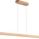 55" Wood Linear Pendant Modern Kitchen Island Light Fixture with Remote Solid Wooden Hanging Ceiling Light Chandeliers for Dining Room Kitchen Pendant Lighting Over Island Natural, 55in