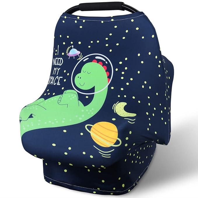 Car Seat Canopy Nursing Cover for Babies, Metplus Baby Carseat Cover Carrier Cover Breastfeeding Cover for Boys Girls, Soft Stretchy Breathable and Easy to Use, Infant Shower Gifts Newborn Essentials