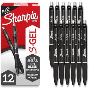 Sharpie S-Gel Gel Pens, Black Barrel, Medium Point (0.7mm), Black Gel Ink Pens, Count of 9 - Home, Office, School, Journaling, Writing, Note-Taking, Teacher Supplies