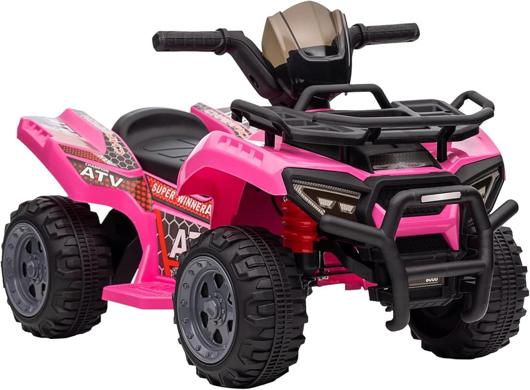 Aosom Kids Four Wheeler Ride on Car, Motorized Quad, 6V Battery Powered Electric Quad with Songs for 18-36 Months, Pink