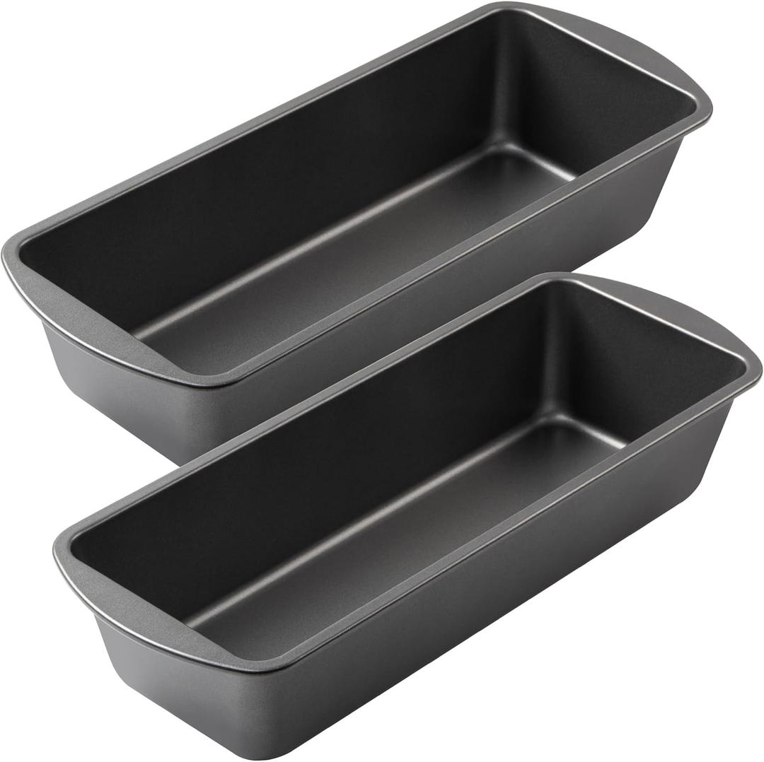 Tiawudi Extra Large Bread Pan, 13" x 5" Long Loaf Pan, Nonstick Baking Pan, Rectangular Loaf Tin, Set of 2 (Gray)