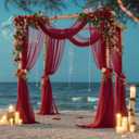 Wedding Arch Draping Fabric, 1 Panel Burgundy Sheer Backdrop Curtain Tulle Fabric Drapery for Arbor Wedding Archway Ceremony Party Ceiling Decor Backdrop