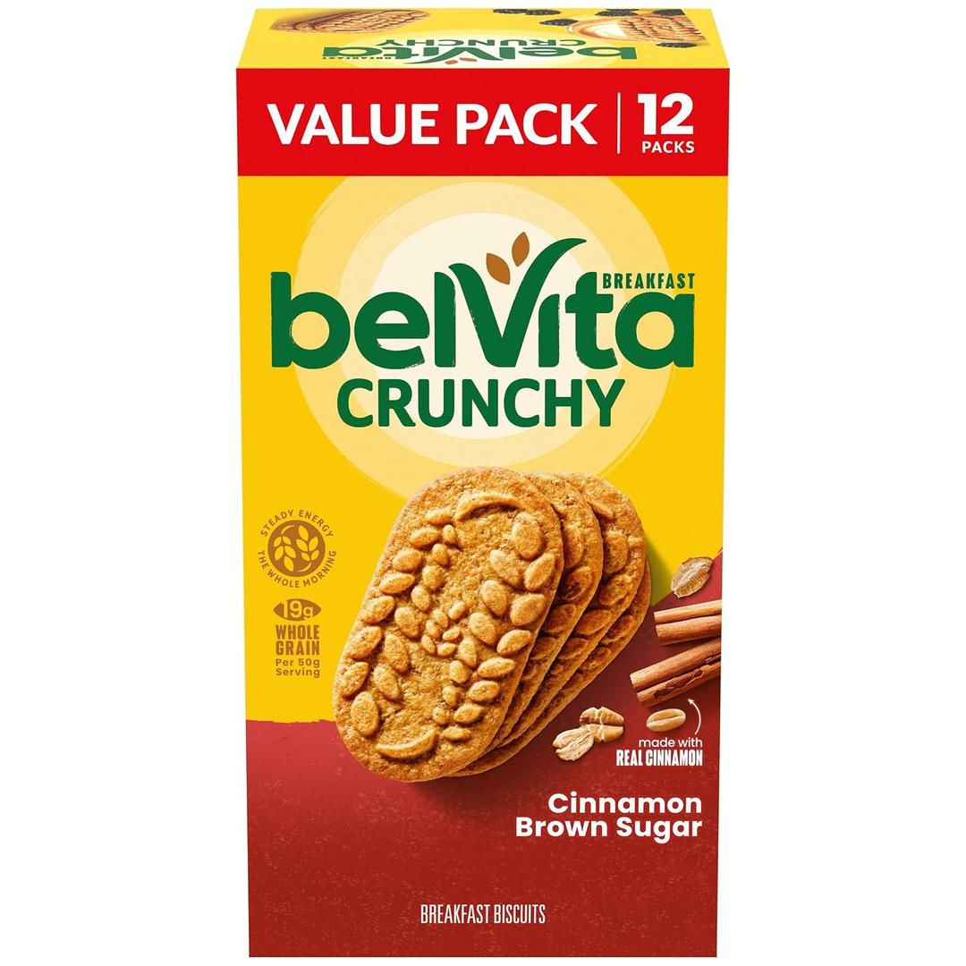 belVita Breakfast Bars Biscuits, Cinnamon Brown Sugar, Value Pack, 12 Packs (4 Biscuits Per Pack) (EXP 10/02/26)