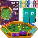 Color Shut The Box Game Wooden Board for 16 Players 16-Inch Large 12 Numbers Dice Board Game for Adults & Kids Ideal for Family Game Night