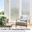 Haton Reeded Glass Window Privacy Film, Static Cling Non-Adhesive Frosted Film, UV Blocking Heat Control Removable Window Sticker for Bathroom Door Home Office, 35.4" x 78.7"