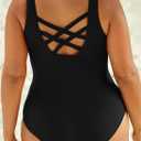 Eytino Plus Size Swimsuit for Women Back Crisscross Sports Tummy Control One Piece Bathing Suits (Black, XXXL)