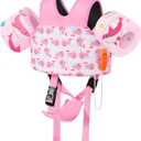 MoKo Toddler Swim Vest for Kids, 20-66 lbs, Arm Floaties with Adjustable Straps, Nylon Material, Swim Vest for Toddlers Learning to Swim (Baby Pink Whale)