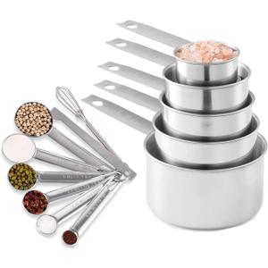 Measuring Cups and Spoons Set Heavy Duty Metal Stainless Steel Measuring Cup Spoon Kitchen Gadgets for Cooking Baking (Set of 13)