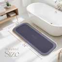 Bath Mat Rug Non Slip Quick Dry Absorbent Bathroom Rugs Thin Design Fits Under Door Ideal for Bathtub Sink Shower Room Floor Mats Comfortable Durable Rubber Backing (Blue Oval-47"17")