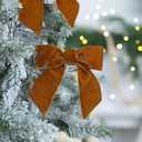 24 Pcs Brown Vintage Velvet Christmas Bows -Cozy 4.5 Inch Bows for Christmas Tree Ornaments, Wreath Accents, Gift Wrapping, Wine Bottles, Stair Railings, DIY Crafts & Xmas Home Decor