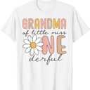 Grandma of Little Miss Onederful First Birthday Daisy Family T-Shirt (White, XXL)
