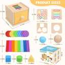 YHHYTOY Montessori Toys for 1+ Year Old, 4 in 1 Object Permanence Coin Box, Ball Drop Color Sorting Sensory Fine Motor Skills Toys Shape Sorter for Toddlers 1-3, Gifts for 1 2 3 Year Old Girls Boys
