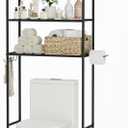 3 Tier Over The Toilet Storage Rack, Bathroom Organizer
Toilet Storage with 4 Hooks & Paper Holder, Space-Saving, Freestanding Bathroom Shelf, Metal, Black