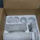 VEWEET, Series Fiona, 30-Piece Dinnerware Sets for 6, White Dishes Set with Black and Gray Stripes, Porcelain Dinner Set Including Dessert Plates, Soup Plates, Dinner Plates, Cups & Saucers