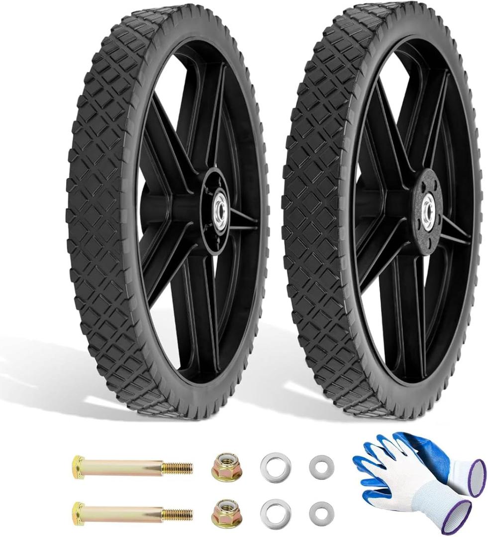 14 x 1.75" Spoked Plastic Wheel 1/2" Axle Bore, 14" Lawn Mower Wheel Compatible with Craftsman Old Mowers, Trimmer, Push Mower, Pressure Washer, DR Trimmers, B&S 5550/8550 Generator, 2 Pack