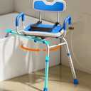 FSA/HSA Eligible Sliding Shower Chair with Padded 360 Swivel Seat, 330lbs Tub Transfer Bench, Non-Slip Arms, Safety Belt, Adjustable Height for Elderly & Disabled Inside Shower