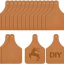 OLYCRAFT 40Pcs 2.9x1.9 Inch Leather Cow Ear Tag - PU Leather Tags With Hole - Blank Farmhouse Hanging Labels for DIY Jeans, Bags, Shoes, Hat Accessories (Peru)