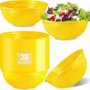 100 Pack 36oz Yellow Disposable Plastic Bowls Plastic Salad Bowls Large Stackable Serving Soup Microwave Safe Dinnerware for Birthdays Weddings Festivals Party(Yellow,Soccer)
