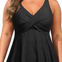 Top Only - Flowy Bathing Suits Top Plus Swim Top 2025 Modest Swimsuits Top, M, Black