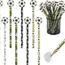 48 Pcs Soccer Pencils and Erasers for Sports Birthday Gifts Assortment Stationery Pencils for Students Office School Classroom Supplies