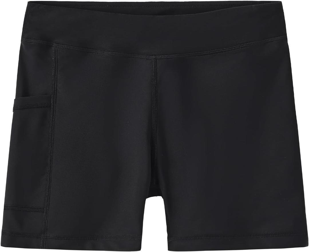 Girls' Swim Shorts, UPF 50+ Sun Protection Fully Lined Pockets Quick-Dry Soft Board Short for Beach Pool (10, Black(with Pocket))