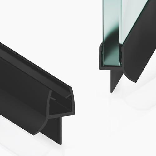 2PCS Shower Door Bottom Seal Strip, Black PVC, 36" Length, Fits 10mm Thick Glass, Prevents Leaks & Water Damage, Easy Installation, No Adhesive Required (Black, 36in for 3/8"(10mm) Door)