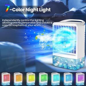 Mini Air Conditioner Small Air Conditioner Portable Air Conditioners with 1200ml spray/hour 3 Speed Wind & 7 Colorful LED Light Cool Mist &Timer Evaporative Air Cooler for Bedroom/Home/Office White