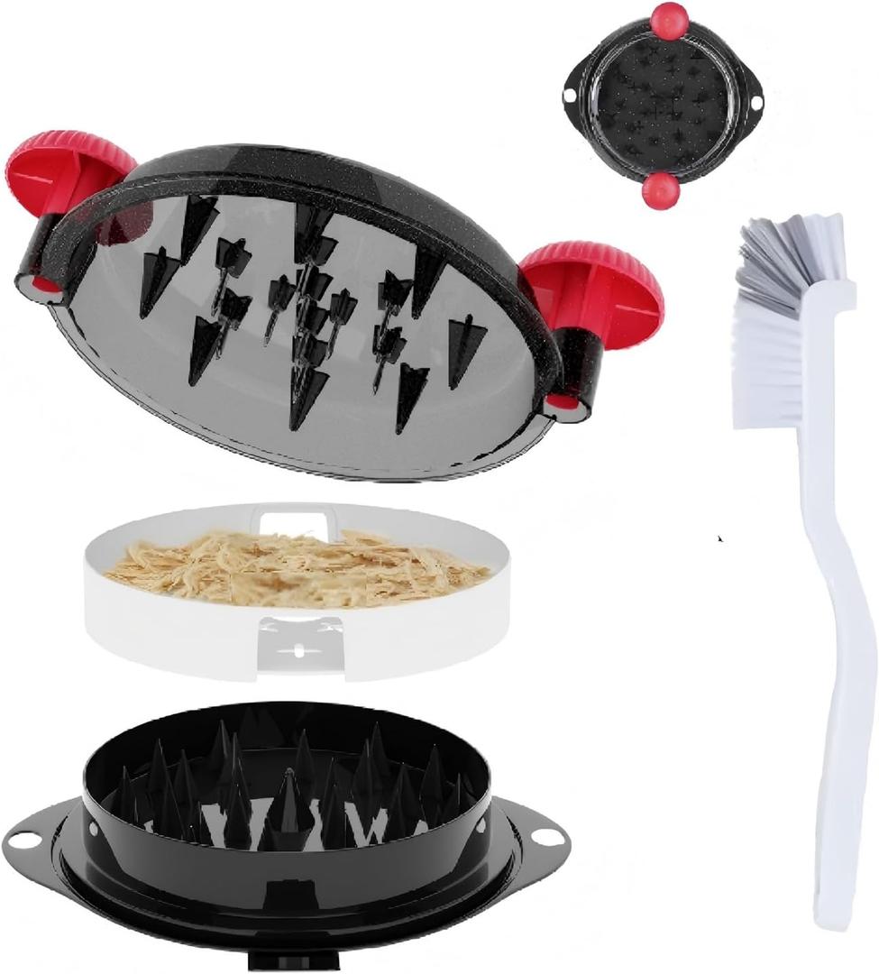 Chicken Shredder Tool Twist Pro - Large Meat Shredder for Chicken Breast, Pulled Pork, Beef with Upgraded Stainless Steel Spikes Wall Mounted Design BPA-Free Kitchen Essentials Gadgets (Red/Black)