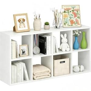 8 Cube Storage Organizer Shelf, Open Cube Bookshelf
Reversible Bookcase, Sturdy Modern Storage for Home Office, Bedroom, Living Room, White