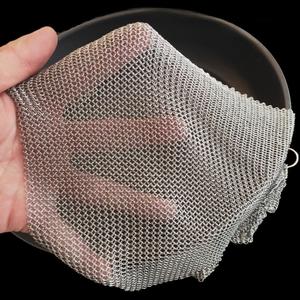 Cast Iron Cleaner - 10''x10'' Upgraded Thin and Small Circle 3.8mm Diameter, Premium 316L Stainless Steel Chainmail Scrubber - Durable Scraper for Skillet, Woks, Pots, Pan, Griddles and Containers