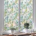 NINETREX Stained Glass Window Film 3D Decorative Cling, Sun Blocking Static Cling Removable Film for Glass Door, Home Decor Window Cover Non-Adhesive 35.4 x 78.7 inches, Leaf