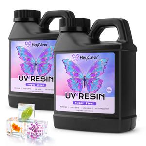 HeyClear 1000g UV Resin ki Crystal Clear, Hard, Low Odor, Premixed UV Epoxy Resin Glue Fast Curing for Beginners Jewelry Making, DIY Crafts, Casting Coating and Resina Art