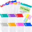 Pill Pouch Bags Reusable Travel Pill Pouches with Labels Set 21 Pcs Pill Baggies Daily Medicine Pill Organizer Small Medicine Bag Self Seal Plastic Pill Packets with Slide Lock (7 Colors)