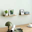 Floating Shelves for Wall Decor, Wall Mounted Wood Storage Shelf for Bedroom, Living Room, Bathroom, Kitchen, Nursery, Display Picture Ledge Shelf with Lip Set of 2-14 Inches, Oak