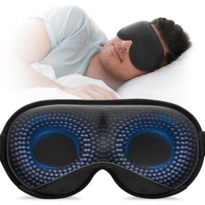 YFONG Weighted Sleep Mask, Women Men 3D Blocking Lights Sleeping Mask (4.2oz/120g), Pressure Relief Night Sleep Eye Mask with Adjustable Strap, Eye Cover Blindfold for Travel Nap Yoga, Black (Black)