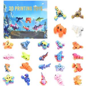 Christmas Advent Calendar Mini 3D Printed Animals, 24 Piece 3D Printed Toy Set, Birthday Gifts for Boys and Girls, Party Gifts Christmas Gifts