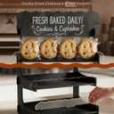 HOTCAN Cookie Display Stand for Bakers & Vendors with Acrylic Front | Wooden Dessert Stand with Chalkboard Sign for Market Booths, Craft Fairs & Events | 4 Tiered Cookie Display for Cupcakes, Muffins & Pastries (Black)