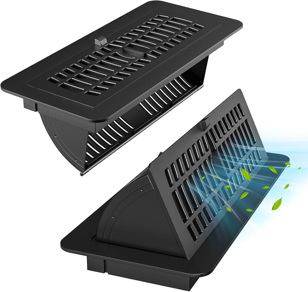 Floor Vent Covers for Home Floor 4 x 10 inch, Adjustable Air Vent Deflectors for Home Floor, Upgraded Floor Register with Removable Strap for Checking Airflow, for Sidewall, Office or Ceiling, 2 Pack