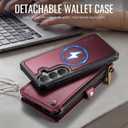 for Samsung Galaxy S26 Wallet Case Magnetic [Compatible with Magsafe] [RFID Blocking Card Holder] [Zipper] [Strap] Detachable Drop-Proof Protective Phone Cases for Galaxy S26-6.3", Burgundy