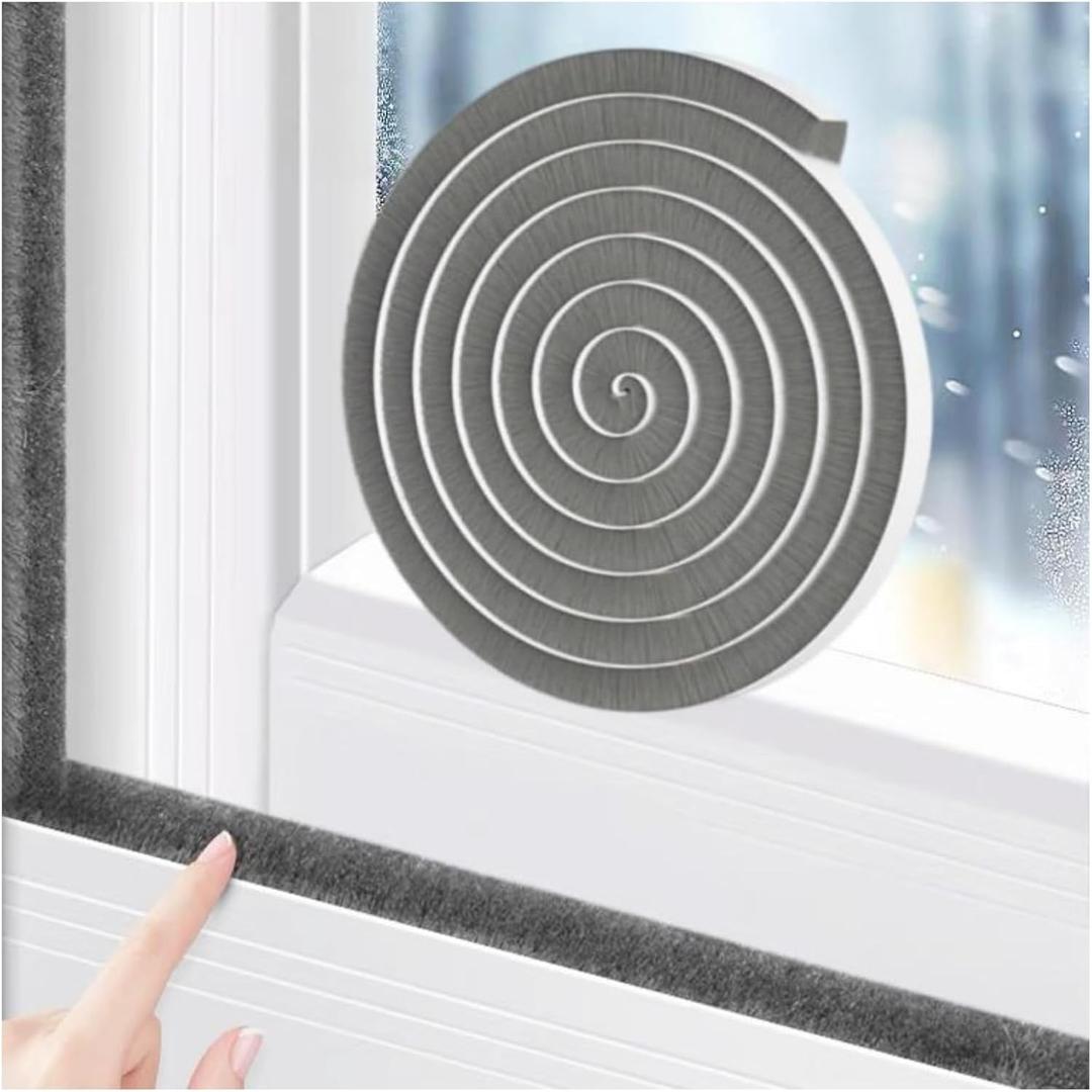 2 x Fjzoys Window Weather Stripping Door Seal, 16.5FT Self-Adhesive Soundproofing Weather Strip for Exterior Door Frame Window Winter Insulation Noise Cancelling Window Inserts, 0.35in x 0.2in, Gray